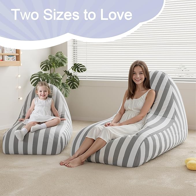 COMAX Bean Bag Chairs for Kids, Kid Beanbag Chair Stuffed with Filler, Toddler Lounge Chair Cotton, Lazy Floor Lounger for Girls and Boys, Premium Cotton Canvas