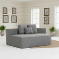 EPOFIT 1-Seater Teddy Fleece Modular Sofa Chair, Low-Profile Floor Seat with Wide Cushion and All-Foam Support, Left-Facing Design, Compressed Packaging – Blue Gray