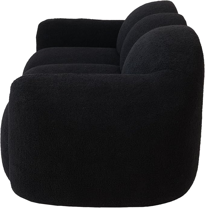 JACH Small Minimalist Sofa for Apartment, Modern Comfy Upholstered Sofas, Boneless Leisure Couches, 3-Seater Cloud Couch for Living Room Bedroom, Small Space (Black, No Assembly Required)