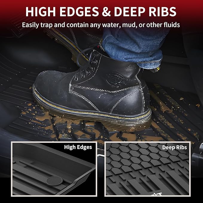 LASFIT Floor Mats for Toyota Sienna 7 seats 2021-2026 (Only for 7 Seat & Not Fit 2025 2026 Platinum Edition) All Weather TPE Custom Fit Floor Liner for Toyota 7 passenger Front and Rear Car Mat, Black