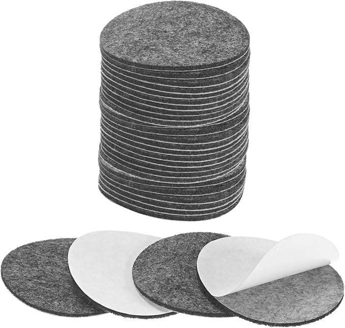 30-Pack Lamp Base Felt, 2.5 Inch Dia. 2mm Thick Self Adhesive Round Fabric Felt Pads for Lamp/Furniture/DIY, Non-Slip Fiber Backed Patch Circles with Adhesive Backing [Grey]