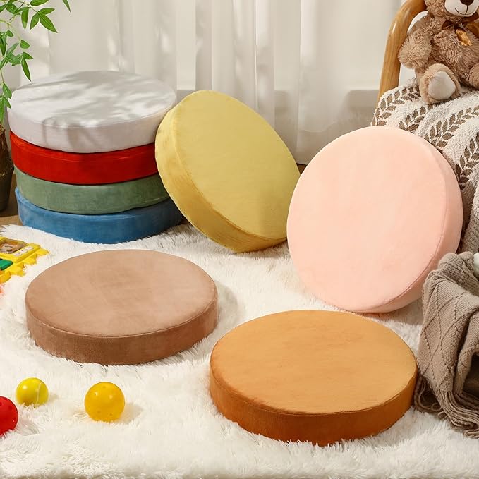 GlikCeil 8 Pcs Round Floor Pillow Cushions for Kids Classroom 15'' Soft Flexible Seating Chair Floor Seats for Reading Corner Playroom - Winter & Spring School Supplies (Autumn and Winter Series)