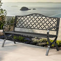 PHI VILLA 50" Garden Metal for Outdoors Weatherproof 2-Person Steel Furniture for Garden, Patio, Porch, Black