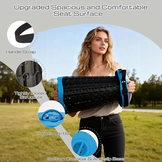 Upgraded 18-Inch Collapsible Stool, 800lbs Capacity, Heavy Duty Yet Lightweight, Portable Folding Stool for Adults, Taller Retractable Telescoping Seat for Camping, Fishing, Hiking, Travel, BBQ