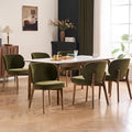 YOUNUOKE Boucle Dining Chairs Set of 6, Mid Century Modern Chenille Dining Room Chair with Soild Wood Legs, Upholstered Widen Backrest Comfy Armless Side Kitchen Chairs, Green