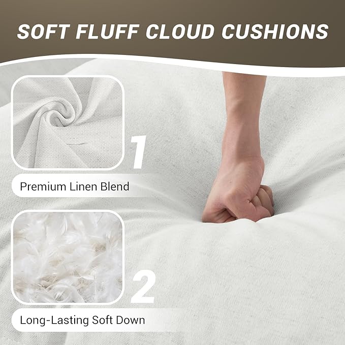 Lopzeho 48” Oversized Chaise Lounge Chair, Modular Sectional Sofa, Down Fill Cloud Couch with Washable Cover, Single Seater with Ottoman, Sectional Couches for Living Room Apartments, Cream White