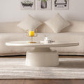 45.67" Cream Style Coffee Table with Stable Fiberglass Table Legs, Oval E1 Density Board Tabletop - Smooth Fininsh, for Small Space (Oval 45.67in)