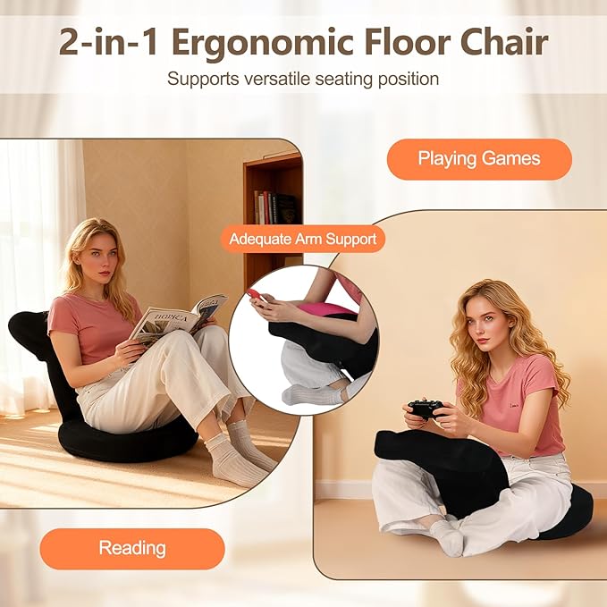 Giantex Floor Chair for Adults, Floor Gaming Chair with 5-Level Adjustable Backrest and 14 Headrest Positions, Breathable Mesh Cover, Seating Lounge Chair for Reading, Meditation, Watching TV (Pink)