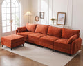 Rexulqo 135'' Modular Sectional Sofa with All Seats Storage, Oversized L Shaped Couch for Living Room,4-Seater Comfy Cloud Couches with Movable Ottoman,Big Sectional for Bedroom,Velet,Orange