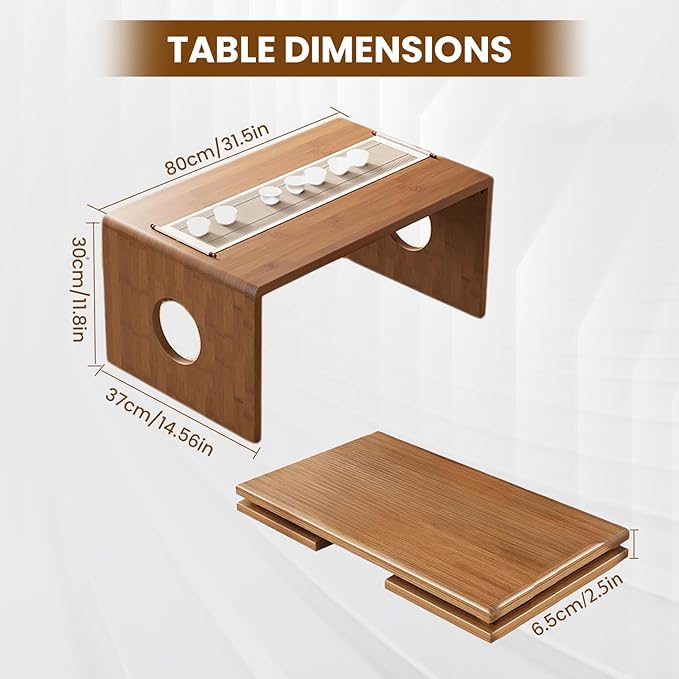 Foldable Japanese Floor Table, Japanese Folding Coffee Table,Low Coffee Table for Tatami Meditation & Tea Ceremony,Easy Assembly,Space-Saving Design, Ideal for Small Spaces,Living Room,Bedroom（31.5in）