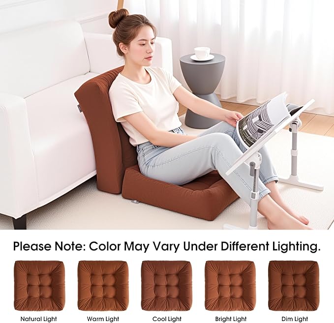 Tikuns 2Pcs Floor Pillows for Adults, 22x22 Inch Meditation Cushions, Large Square Sitting Cushion Living Room Memory Foam Pillow for Sitting (2, Brown, 22x22x6 Inch)