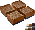 ANNKUT Bed Furniture Risers 1.5 inch, Square Adjustable Risers Blocks for Bed Sofa Table and Couch Lifting，Heavy Duty Support Up to 1,300 Lbs (4 Pack-Brown)