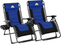 Colegence Oversized Padded Zero Gravity Lounge Chair Set of 2, Foldable Patio Anti Gravity Reclining Chairs Folding Lawn Recliner with Cup Holder for Yard, Camping, Outdoor, Support 350 LBS, Blue