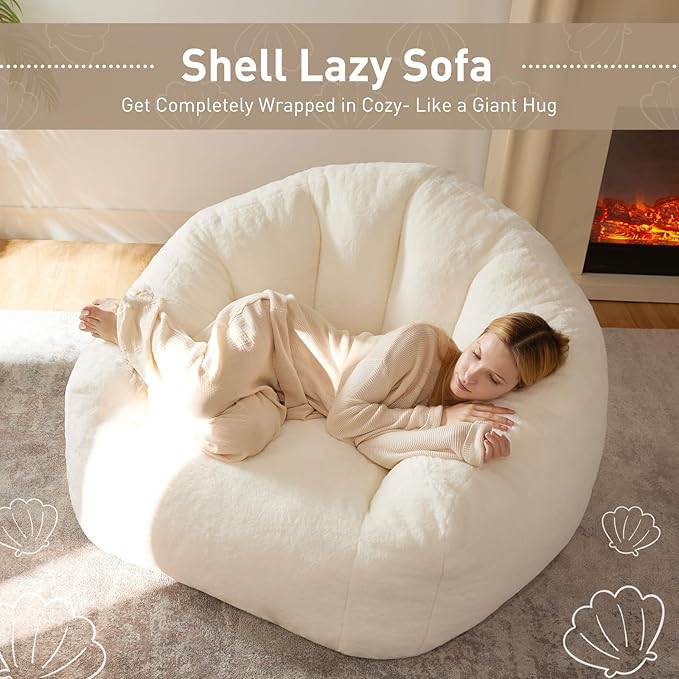 HUGHEAVEN Giant Bean Bag Chair, Oversized Bean Bag Chairs for Adults and Kids,Bean Bag Chairs for Teens,Comfy Fluffy Bean Bag Chair with Armrests,Bean Bag Sofa Lounge Floor Sofa for Gaming, Reading
