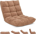 RELAX4LIFE Floor Chair with Back Support - 14-Position Adjustable Lazy Sofa Chair, Padded Sleeper Bed & Couch Recliner for Reading Meditation, Folding Floor Gaming Chair for Adults (Tan)