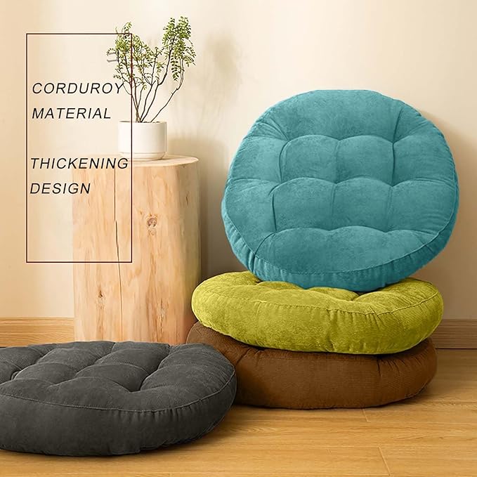 Gfobip Meditation Floor Pillow Set of 2 Large Round Floor Cushions for Adults Tufted Corduroy Floor Seat Pillows Cushion for Living Room Tatami Yoga,Sky Blue 22" L x 22" W x 5" H