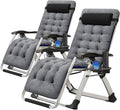 ABORON 2 Pack Zero Gravity Chair, Outdoor Lounge Chairs Sun Loungers with Removable Cushion,Headrest,Cup Holder,Reclining Patio Lounger Chair for Indoor and Outdoor