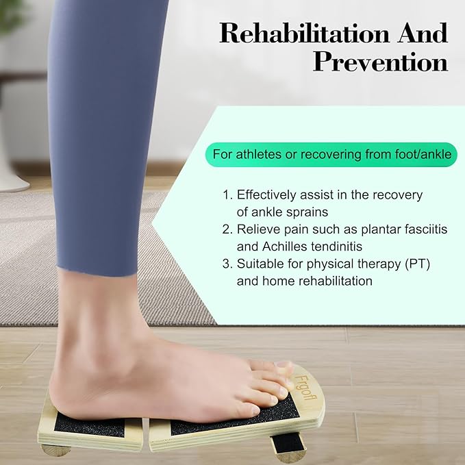 Frgofl Balance Board for Ankle Strengthening & Physical Therapy - Adjustable Single Leg Board for Recovery from Sprains, Plantar Fasciitis | Stability Trainer with Video Guide and Carry Bag