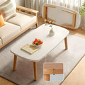 RUNNUP Modern Wood Coffee Table for Living Room Center, Minimalist Display Coffee Table, Foldable Side End Table, 47" L x 22" W x 17" H White
