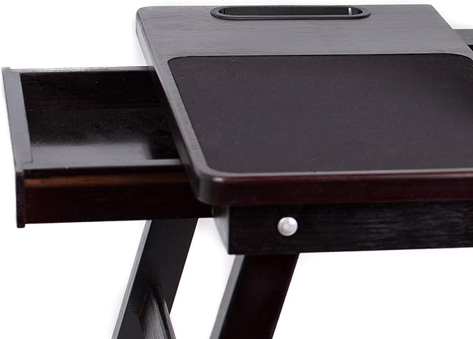 Sofia + Sam Multi Tasking Laptop Bed Tray | Supports Laptops Up to 18 Inches | Walnut (Left Handed Tray)