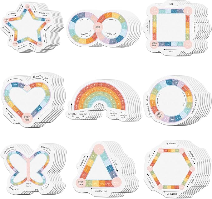 Gersoniel 72 Pcs Anxiety Sensory Stickers Strips Adhesive Textured Mental Health Calm Stickers Mindfulness Fidget Decals Stress Anxiety Relief Items for Therapy Office Desk Counselor(Pastel Breathe)