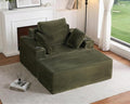 54"W Oversized Chaise Lounge Chair Indoor, Boneless Chaise Lounge Couch, Convertible Comfy Reading Chairs, Compression Sofa with Ottoman, Corduroy Sleeper Couch Chair for Living Room, Green