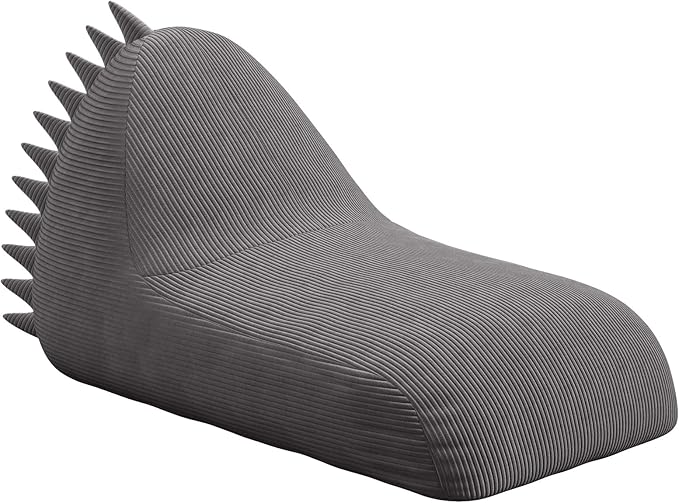 COMAX Bean Bag Chairs for Kids, Dinosaur Kid Beanbag Chair with Filler, Toddler Lounge Bean Chair Corduroy, Lazy Floor Lounger for Girls and Boys Stuffed, Grey