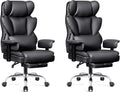 BESTFAIR Big and Tall Office Chair - Heavy Duty 400 LBS Executive Chair with Foot Rest, High Back Ergonomic Desk Chair, Padded Wide Seat Gaming Chair, Adjustable Armrests, Black 2 Pack