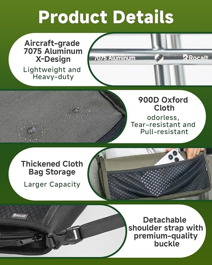 Rocalt Portable Seat Cushion and 2-in-1 Foldable Stool with Carry Bag, Self-Inflating Travel Cushion for Camping, Stadiums, Beach, Hiking | Lightweight, Waterproof, Durable Outdoor Seating Set