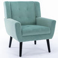 OO BY ORANGE ONLINE Velvet Accent Chair, Mid-Century Modern Tufted Armchair for Living Room, Bedroom & Office (Seafoam Green)