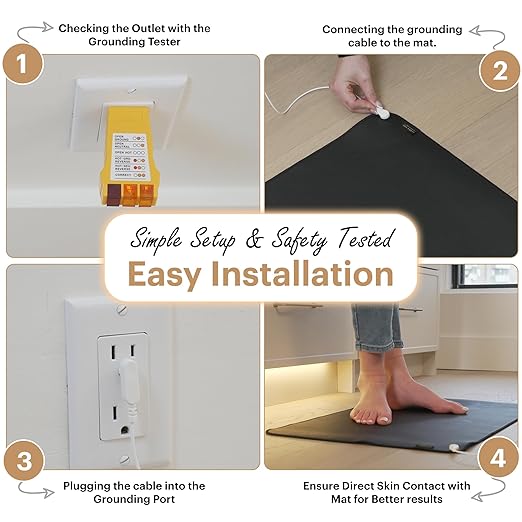 Terra Sol Best Grounding Mat for Bed - Premium 27x60in Earthing Mat for Queen, King & Twin Size - Grounding Pad for Sleeping with 15ft Cord & Safety Testers