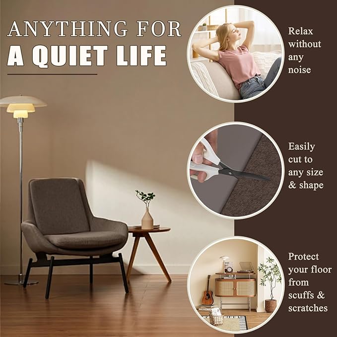 Yelanon Felt Furniture Pads for Hardwood Floors -261 Pcs Premium Floor Protectors for Furniture, Felt Pads for Chair Legs, Brown