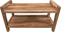 EcoDecors Eleganto 34 Inch Natural Color Waterproof Teak Wood Shower Bench Stool Seat Chair For Inside Shower Provides Safety, Storage, and Organization For Bathroom Accessories