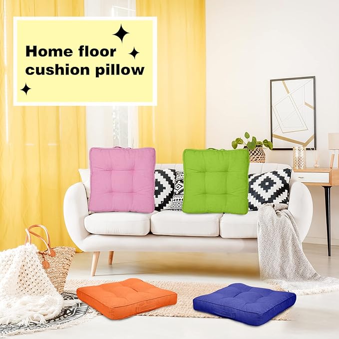 Gerrii 12 Pieces Classroom Floor Cushions with Handles Flexible Floor Seating Cushions Pillows School Chairs in Home School Classroom Kindergarten Daycare Nursery(Rainbow Color,Square)