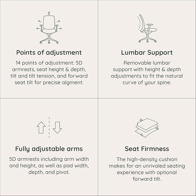 Branch Ergonomic Chair Pro - Mesh Office Chair with 14 Points of Adjustment - Height, Depth & Tilt Adjustable - 5D Armrests - Forward Tilt, Smooth Recline, and Lumbar Support - Shore