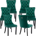 YeahFurn Green Mid Century Modern Dining Chairs Set of 6, Velvet Upholstered Kitchen & Dining Room Chairs with Nailhead Trim & Solid Wood Legs, Elegant Sillas De Comedor (Green, 6 Pcs)
