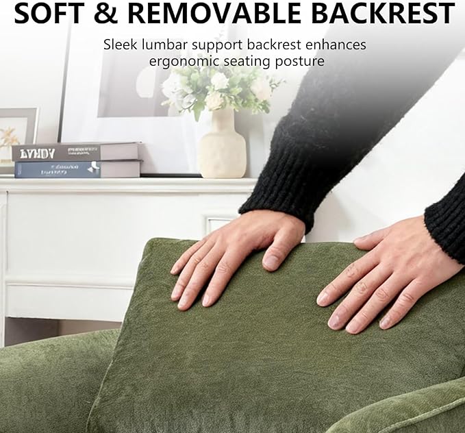 MINCETA Oversized Accent Chair for Living Room, 360° Swivel Barrel Chair with High Density Foam, Modern Glider Chair with Performance Fabric Upholstered Armchair for Apartment, Bedroom Green
