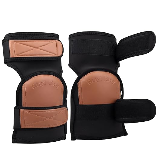 Hmyl Easy Super Soft Knee Pads for Work, Two Strap Non-Slip Design, Replaceable Inner Cushion Leather Knee Pads for Construction, Gardening, Cleaning, Flooring and Garage, Shorts Available
