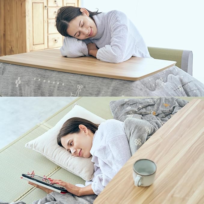 KEN JAPAN US-KLY Kotatsu Heater Table Low-Lying Dining and Work Desk (Rectangle W35.4 xD23.6 xH15.4 Inchies, Brown)
