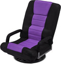 360 Rotating Swivel Gaming Chair w/6 Adjustable Positions Backrest Foldable Floor Chairs Suitable for Reading, Relaxing, Mediation,Purple