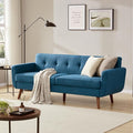 Tbfit 77.2" W Linen Sofa Couch, Mid Century Modern Decor Loveseat Couches for Living Room, Button Tufted Upholstered Small Couch for Bedroom, Solid, and Easy to Install Love Seats Furniture, Blue | linen fabric, button tufted, solid wood foot, pocket s...