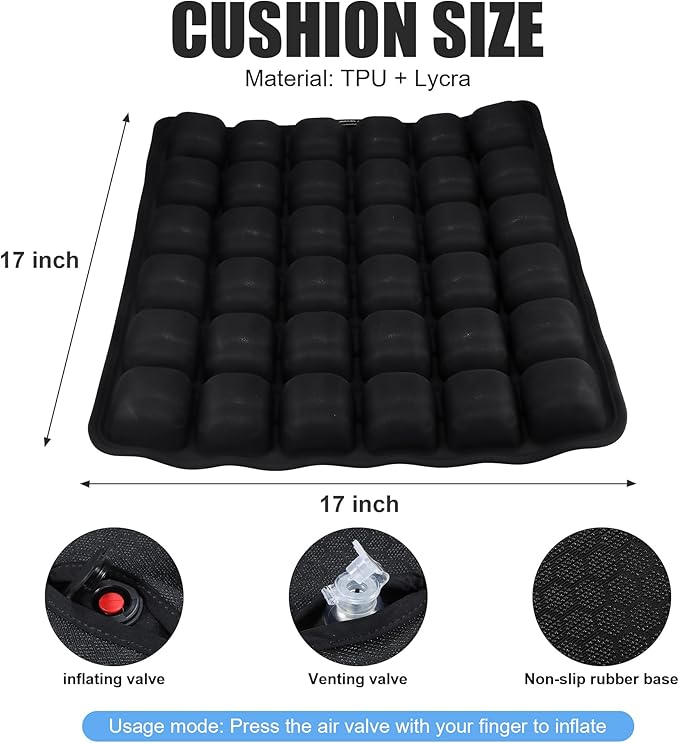 Inflatable Seat Cushion,Upgrade Travel Cushion for Airplane Without Air Pump,Pressure Relief Seat Cushion,Coccyx Tailbone Pain Relief,Cushion for Long Applicable to Various Scenarios
