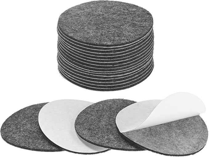 20-Pack Lamp Base Felt, 3 Inch Dia. 2mm Thick Self Adhesive Round Fabric Felt Pads for Lamp/Furniture/DIY, Non-Slip Fiber Backed Patch Circles with Adhesive Backing [Grey]