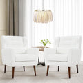 QKFF Accent Chair Set of 2, Upholstered Armchair with Pillow, Teddy Single Sofa with Lounge Seat and Wood Legs for Living Room Small Spaces