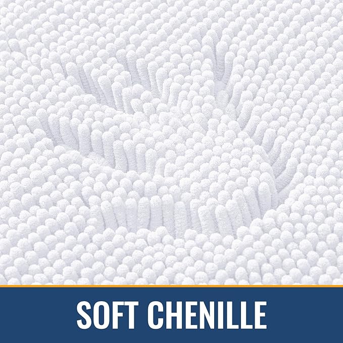 Arotive Bathroom Rugs Round 30x30, Extra Soft Absorbent Shaggy Chenille Bath Rugs, Machine Washable Rubber Backing Non-Slip Bath Mats for Bathroom Floor Tub and Shower, Home Decor Accessories, White