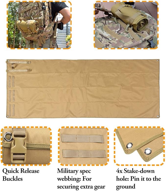 Tactical Shooting Gun Mat Outdoor Professional Waterproof Non-Slip Shooting Mat Firearm Shooting Bag Rifle Rest Bag Shooting with Front and Rear Support Sandbags