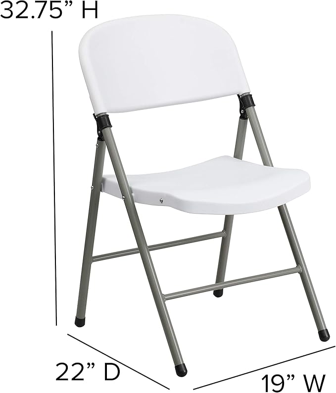 Flash Furniture Hercules Series Plastic Folding Event Chairs with Textured Seats, Lightweight Plastic Folding Chairs, Set of 6, White