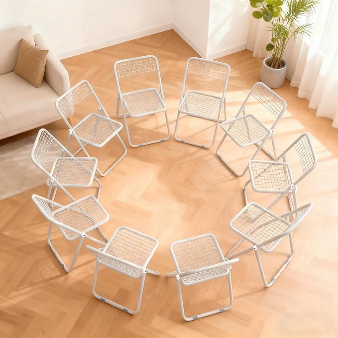 10 Pack Folding Chair,White Color,Single Piece,Foldable Space - Saving Design for Indoor/Outdoor Use