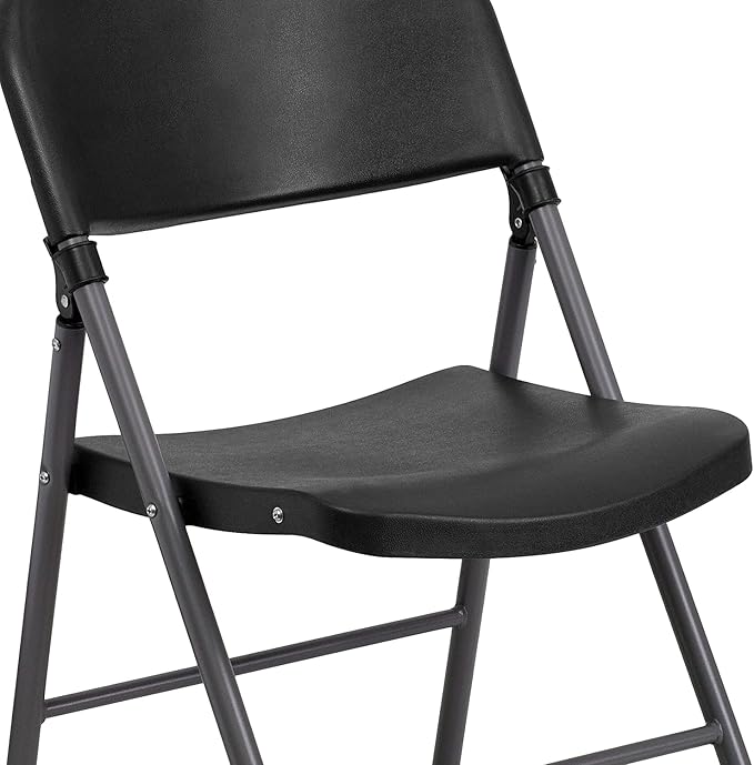 Flash Furniture 6 Pack HERCULES Series 330 lb. Capacity Black Plastic Folding Chair with Charcoal Frame
