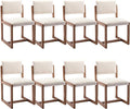 DUOMAY Upholstered Dining Chairs Set of 8, Mid-Century Modern Dining Room Chairs, Linen Fabric Kitchen Side Chairs with Wood Legs, Beige